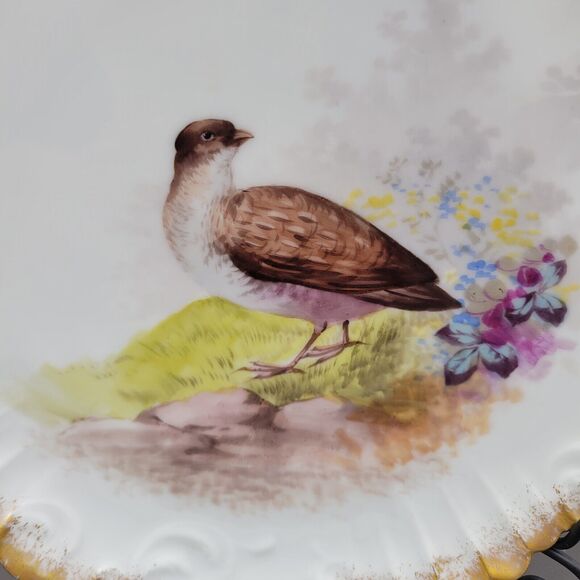French Limoges Game Birds 4 plate set by Lewis Strauss & Sons vintage 1920's - Picture 4 of 14